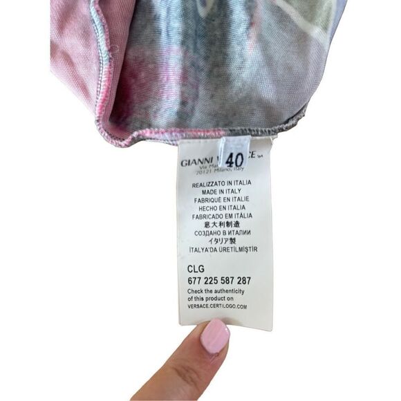 Gianni Versace Collection Womens Multicolor Asymmetric Long Sleeve Top Size 40 - Picture 6 of 7